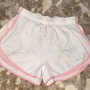 Nike Women's White and Pink Athletic Shorts